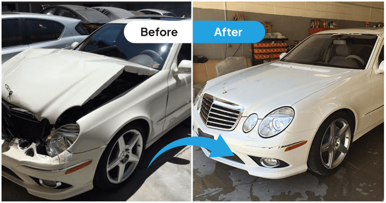 Before and after collision repair 6